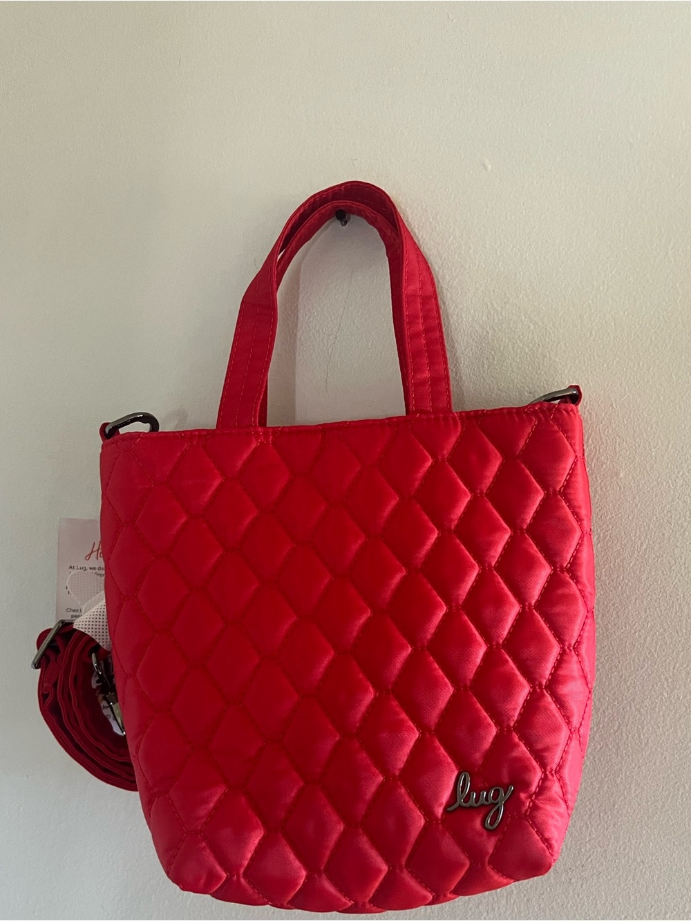 lug Quilted Bright Red Small Crossbody bag. NWT